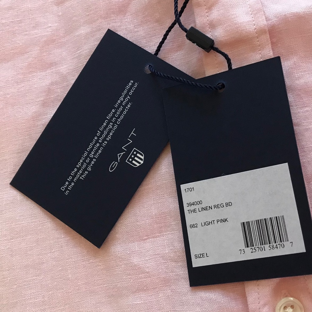 RESORTWEAR🔥 GANT PINK 100% LINEN BUTTON DOWN - Picture 9 of 16